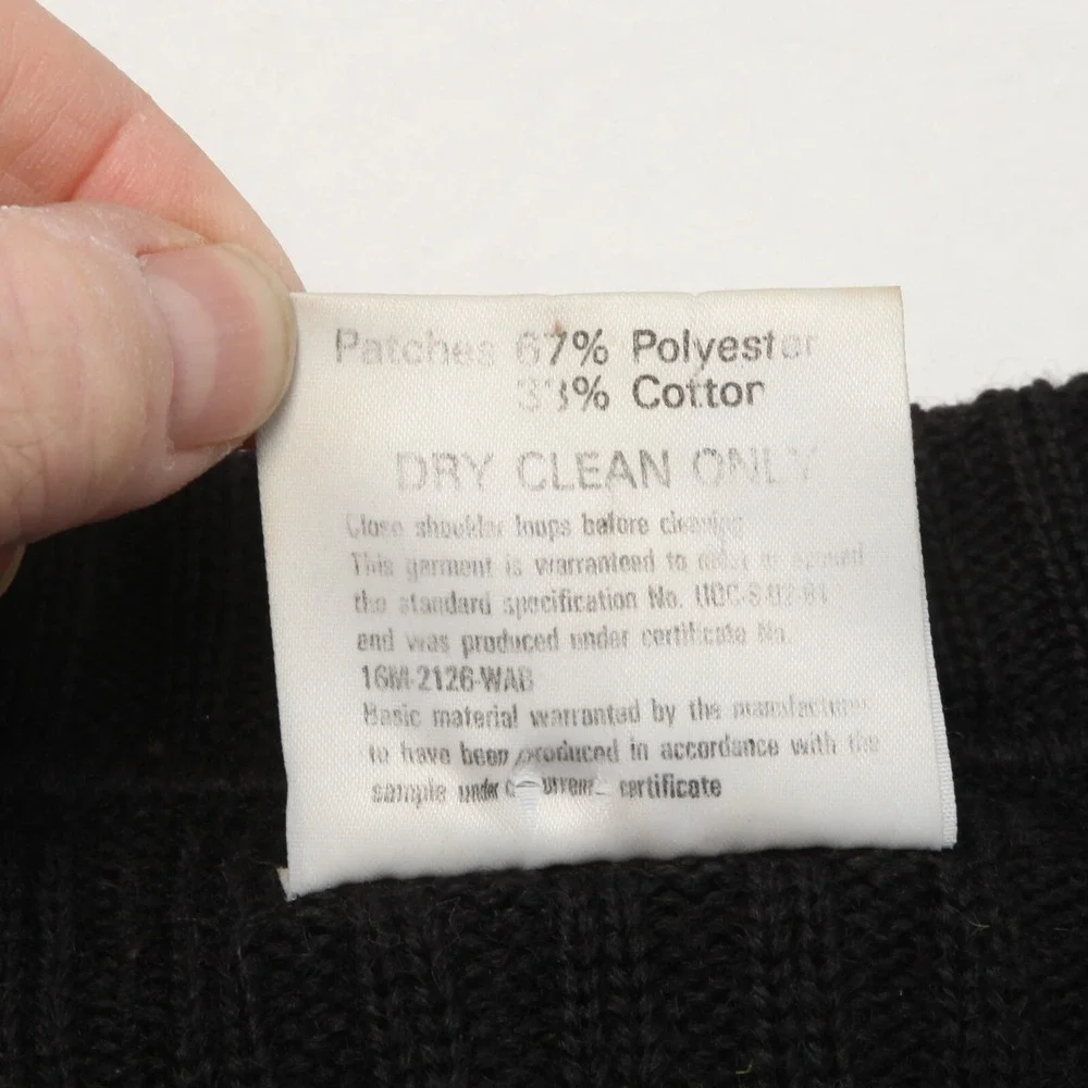 Brigade Quartermasters Woolly Pully Sweater Men 42 Black Military V-Neck England